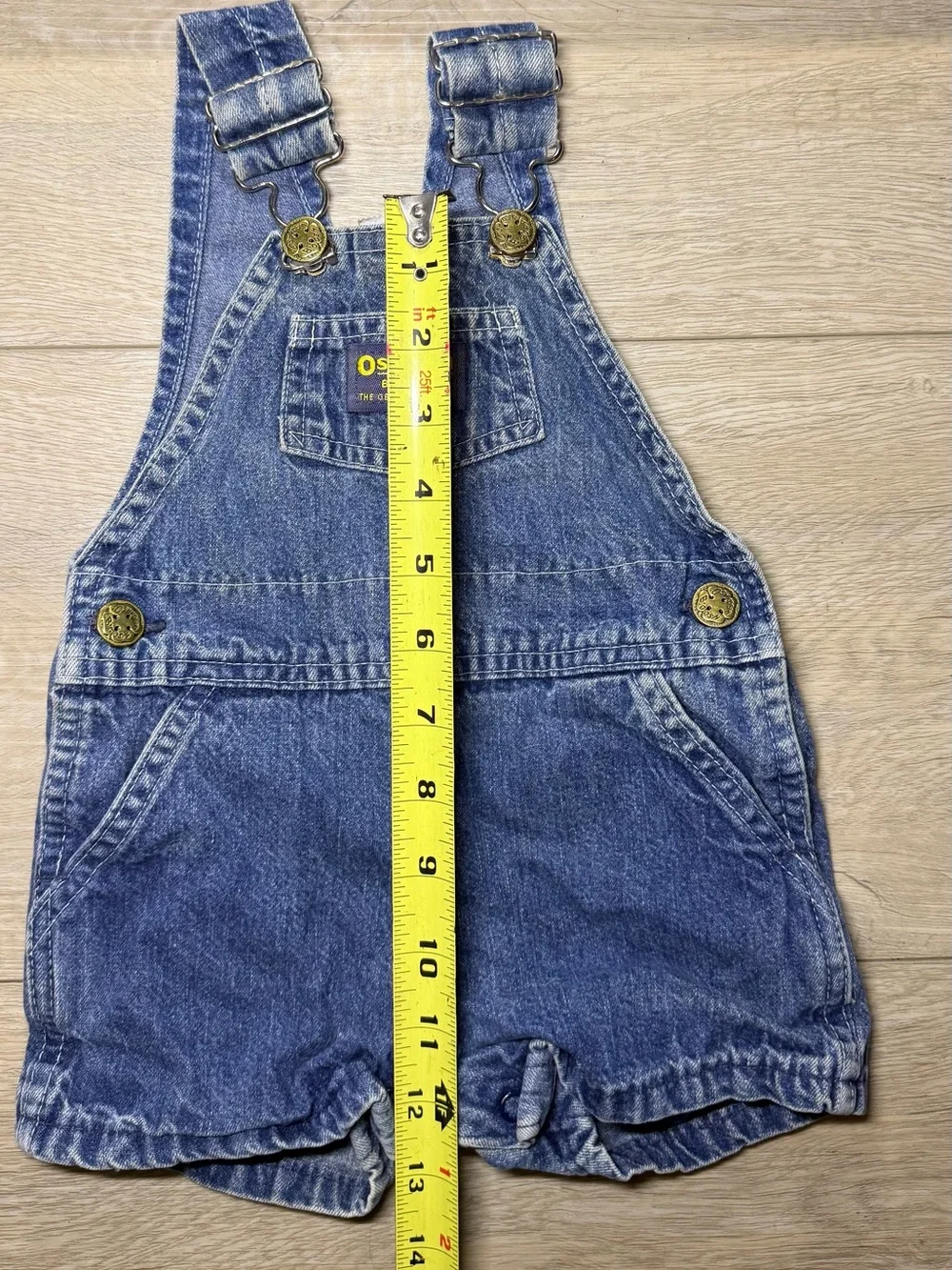 Vintage 1990s Oshkosh B’Gosh Dark Denim Shortalls With Pockets & Paper Tag